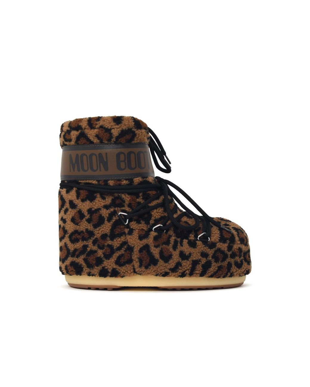 Moonboot Black Mb Icon Low Fleece Leopard Teddy Boots
