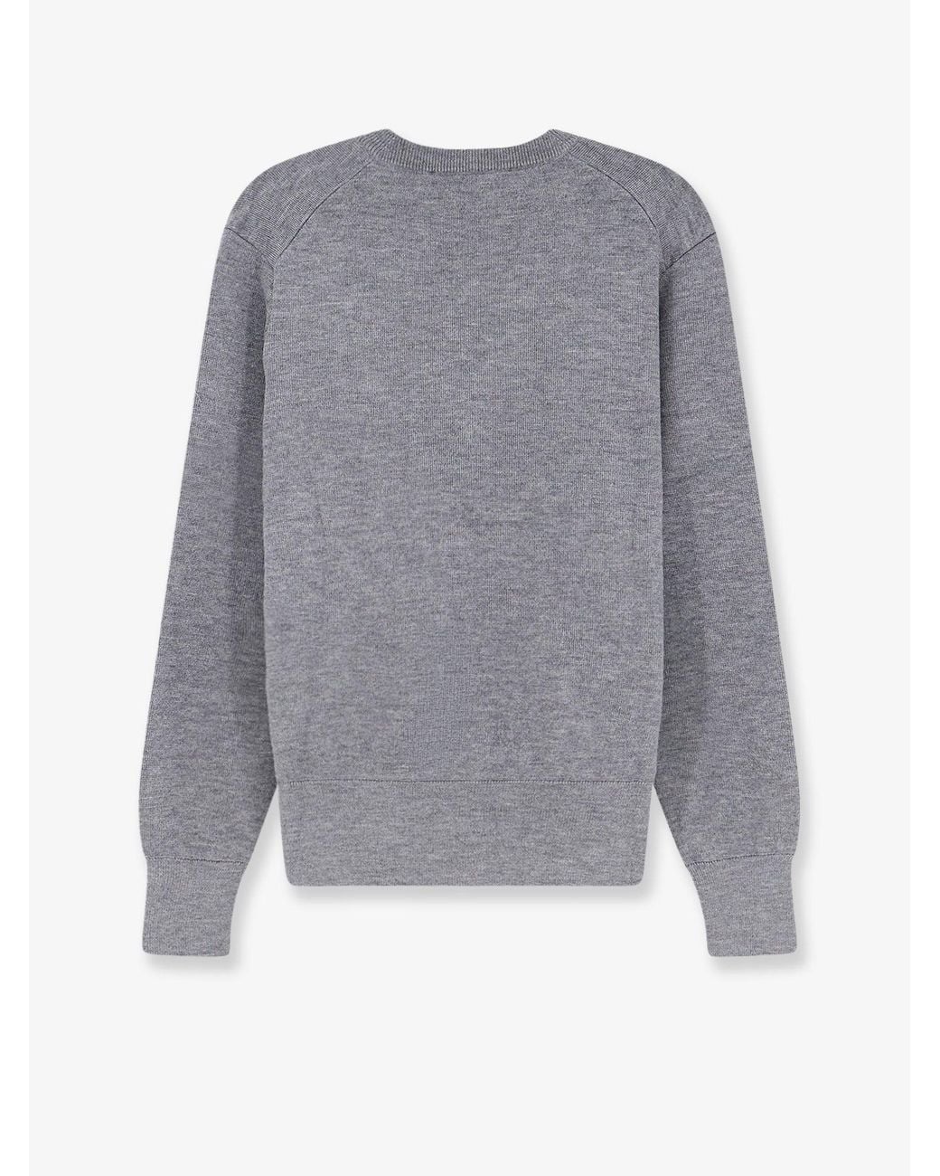AMI Gray Wool Cardigan With Iconic Embroidery for men