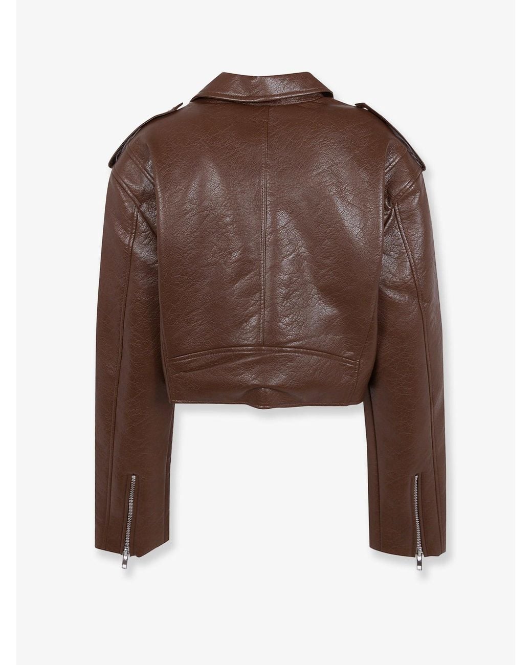 Frankie Shop Brown Daphne Faux Leather Biker Jacket
