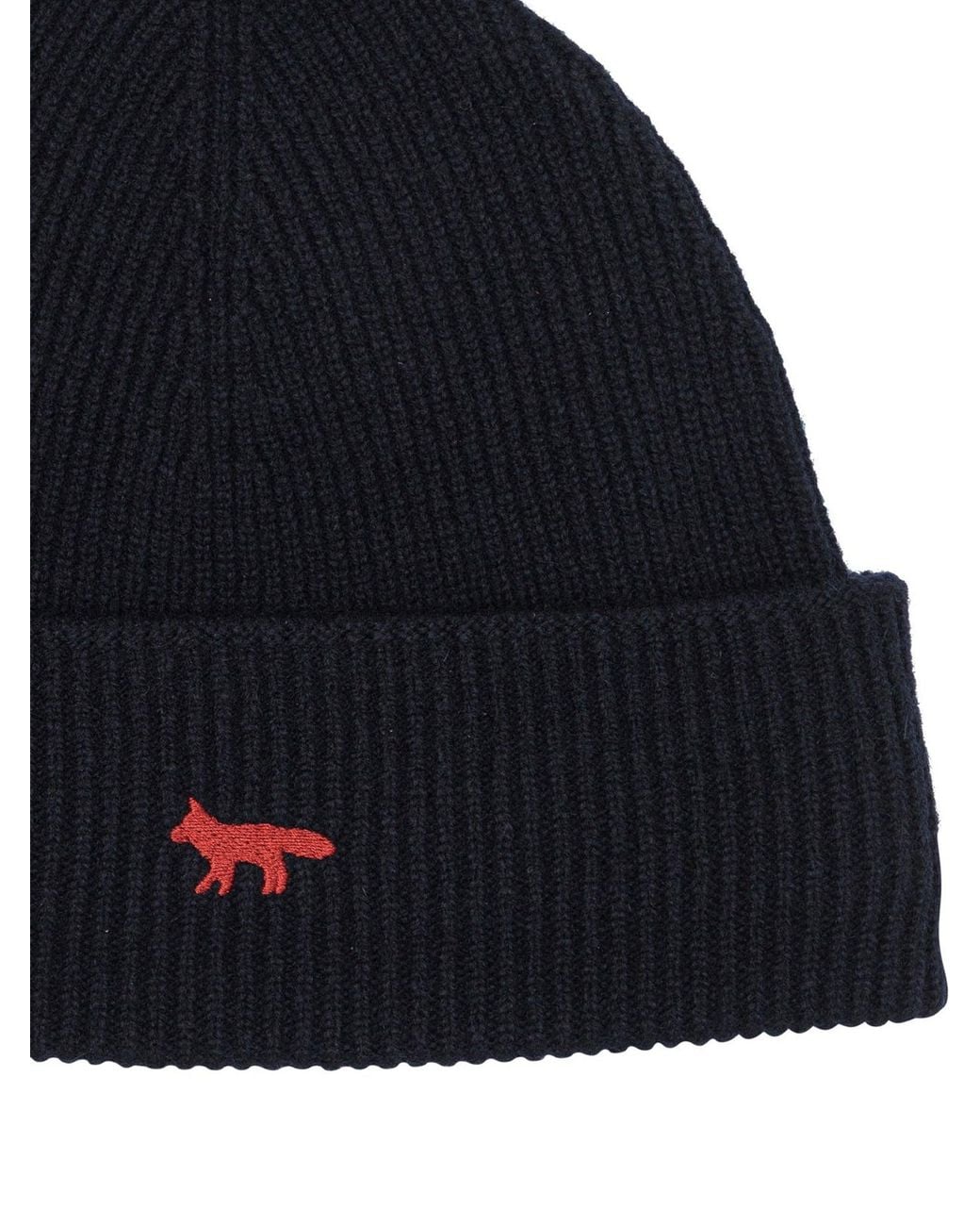Maison Kitsuné Blue Profile Fox Beanie for men