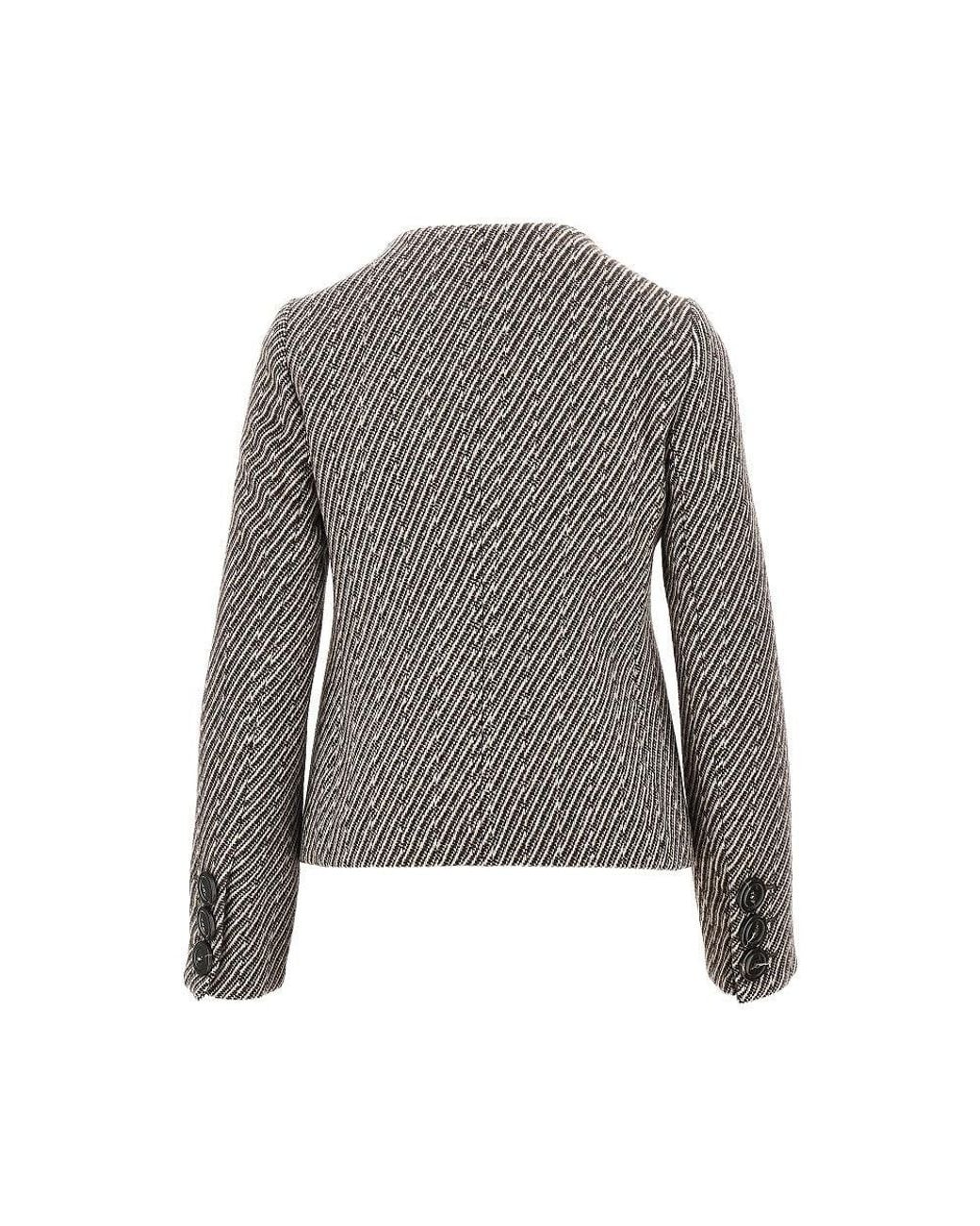 Emporio Armani Gray Diagonal Striped Wool-Blend Jacket