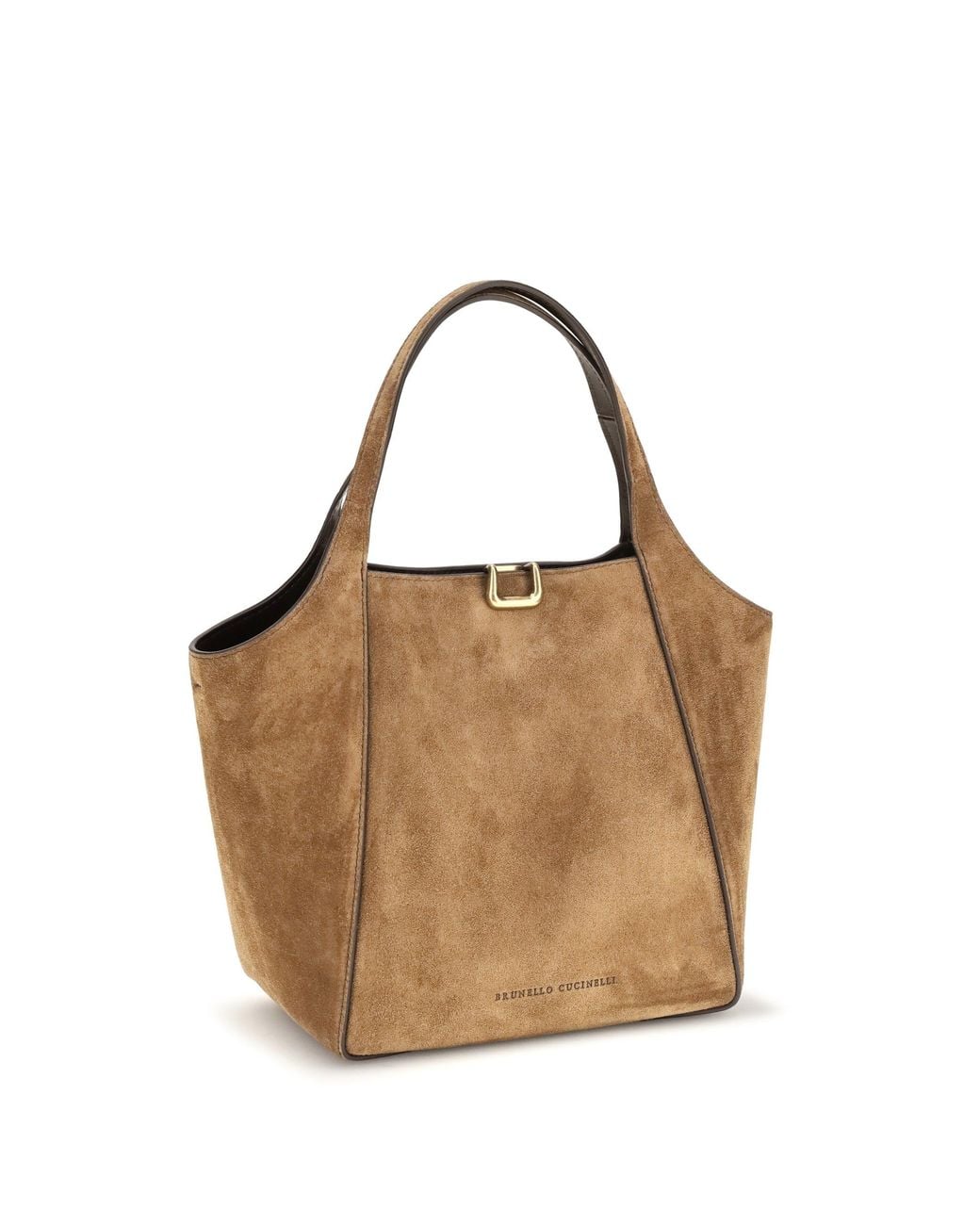 Brunello Cucinelli Brown Bucket Bag Suede Calf Leather Shoulder
