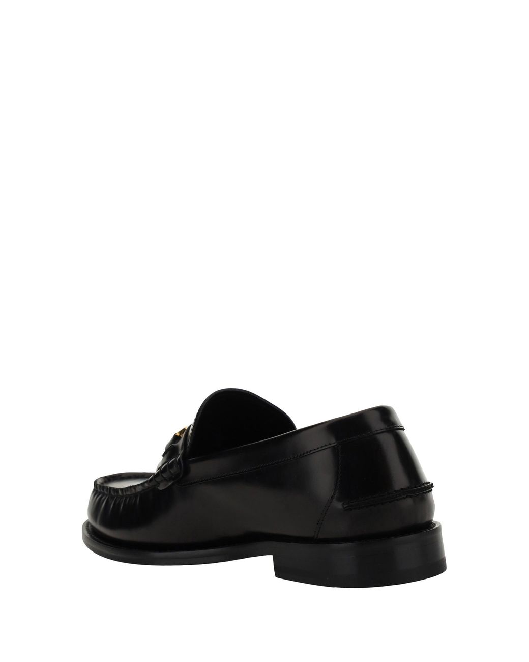 Versace Black Leather Loafers for men