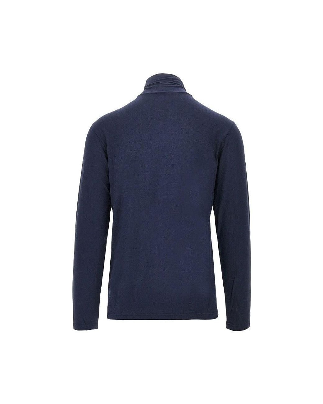 EA BODYWEAR Blue Stretch Jersey Turtleneck Top for men