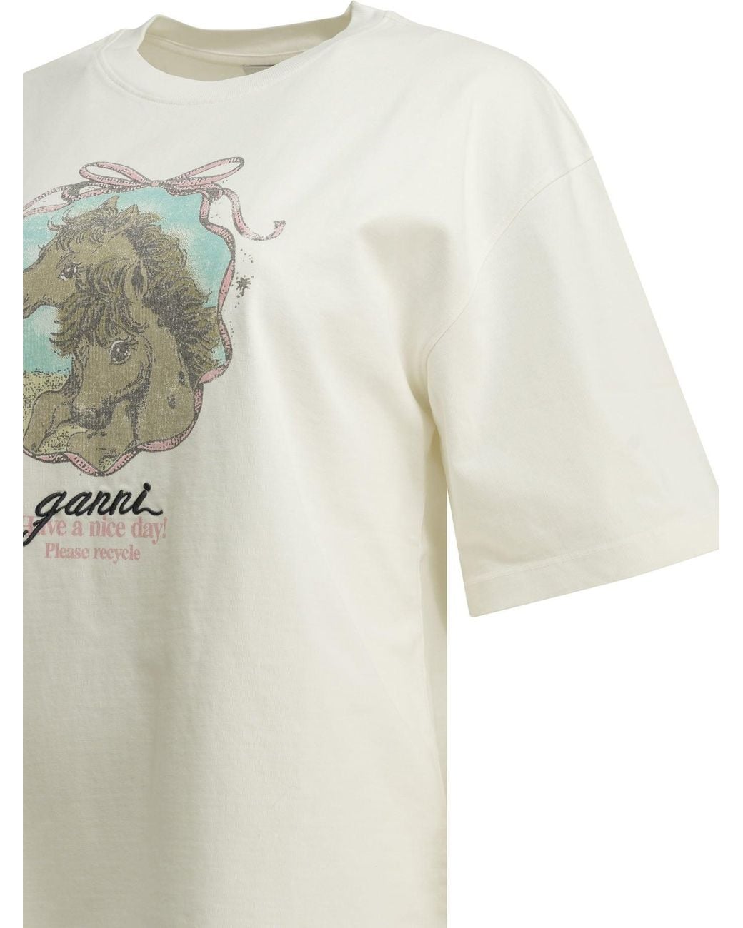 Ganni White Qixi Crew-Neck T-Shirt