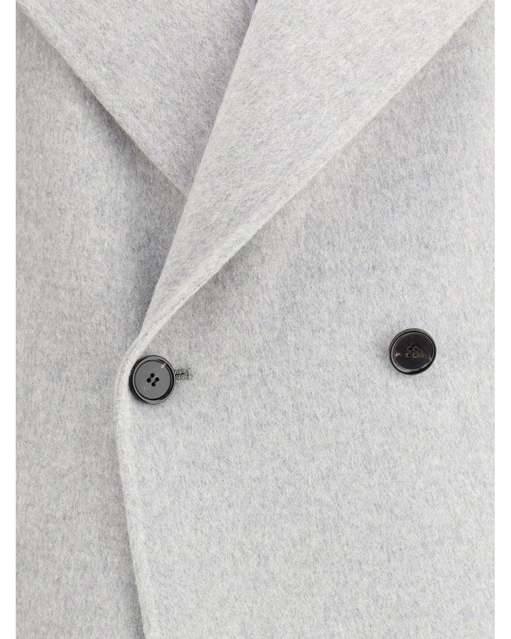 Aftercoat White Double-Breasted Long Coat