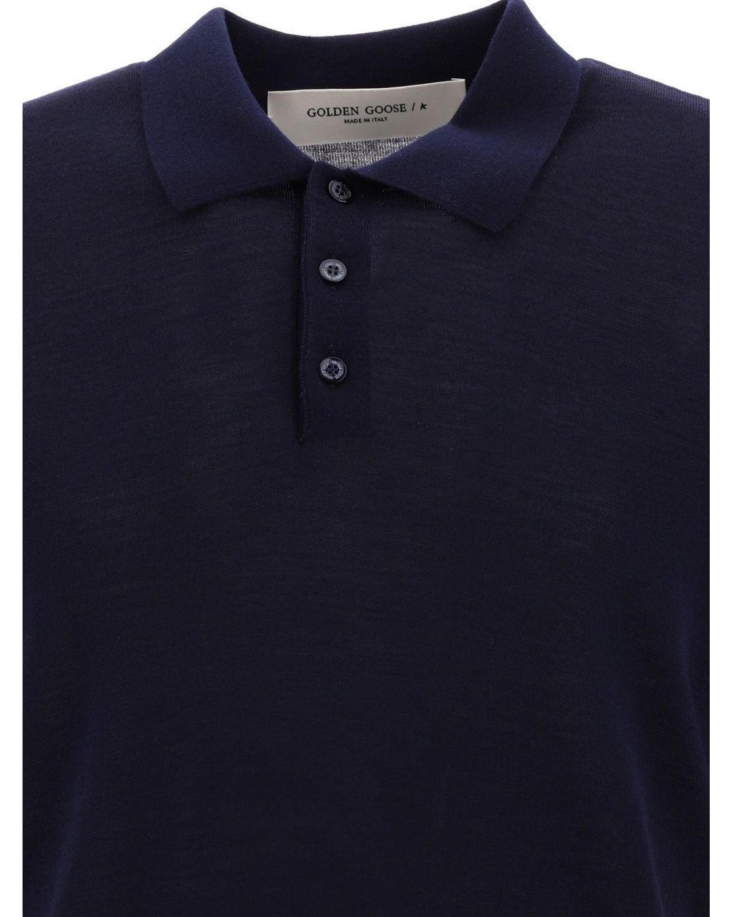 Golden Goose Deluxe Brand Blue Merino Wool Polo Shirt for men