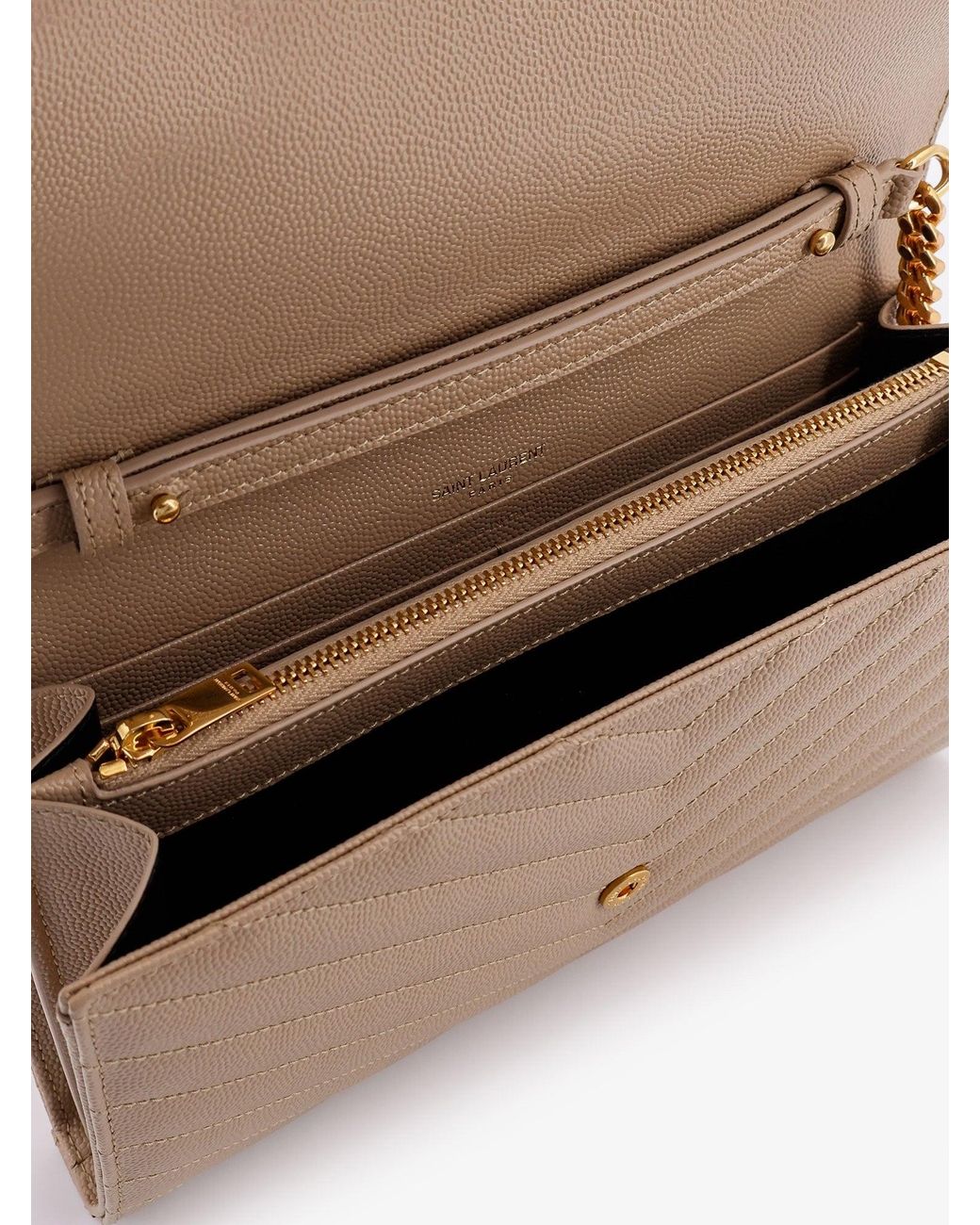 Saint Laurent Natural Leather Crossbody Bag With Metal Cassandre Logo