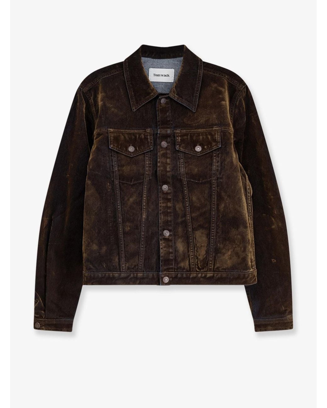 TONYWACK Black Trucker Flocked Denim Jacket for men