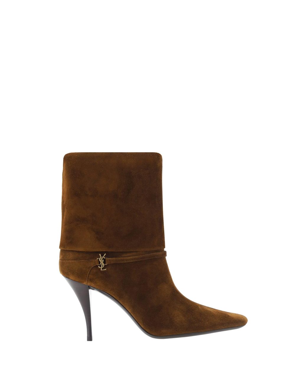 Saint Laurent Brown Vicky Ankle Boots Calf Leather Bos Taurus