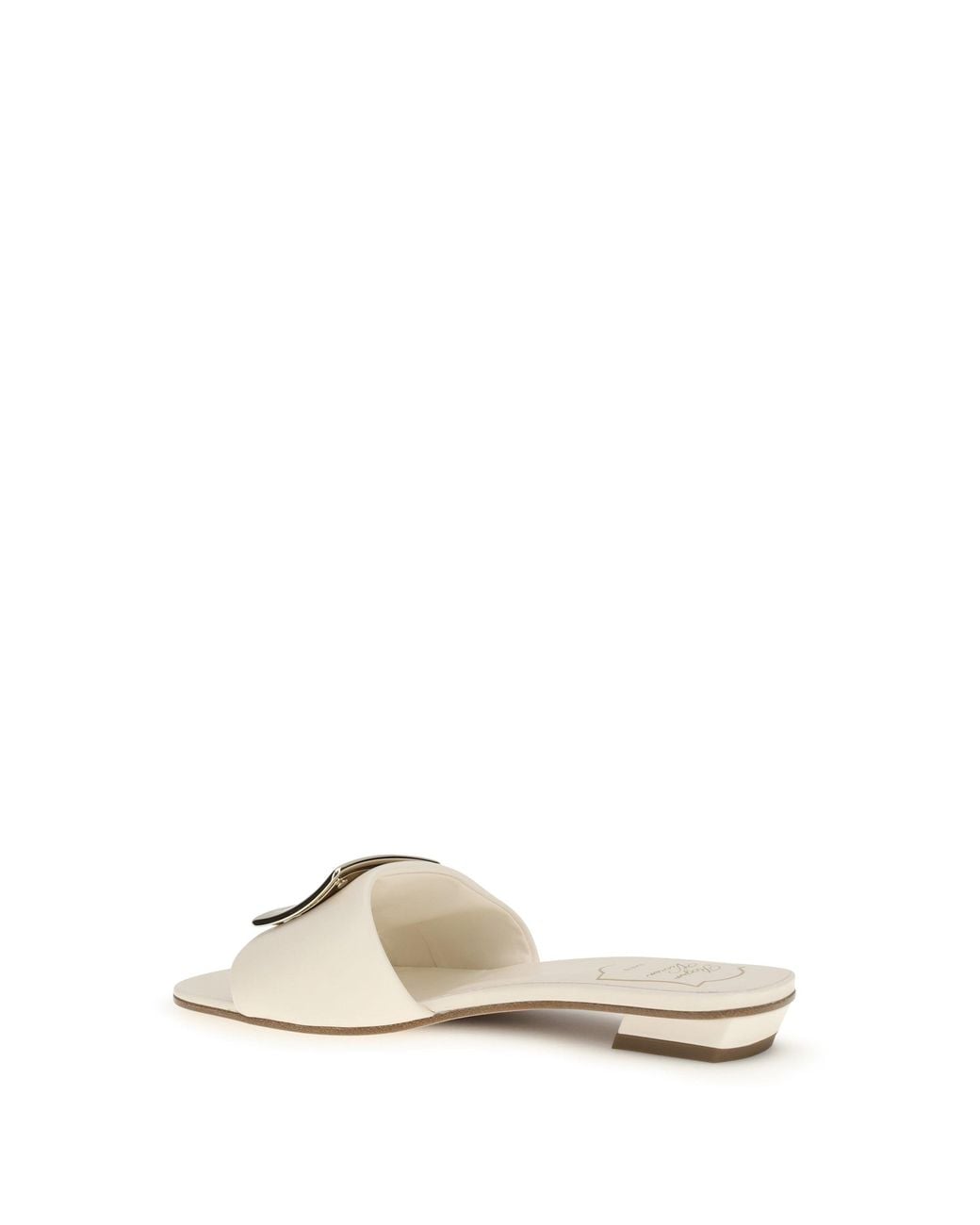 Roger Vivier White Leather Slide Sandals