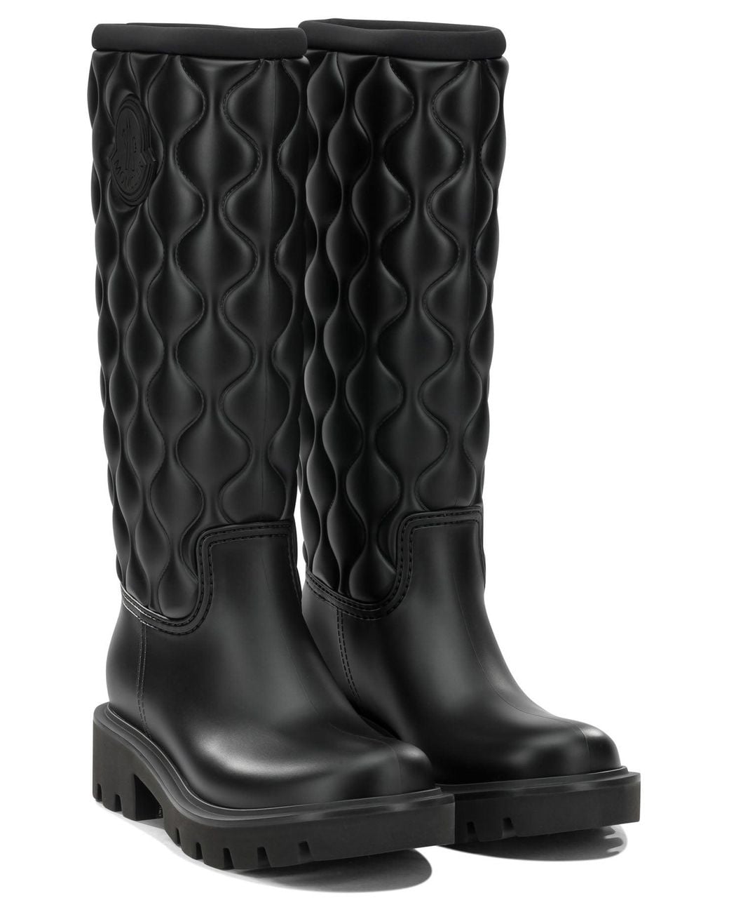 Moncler Black "Kickstream Quilt" Rain Boots