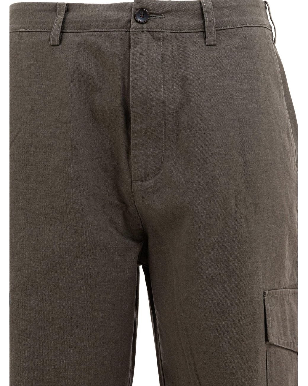 Vince Gray Cotton And Linen Cargo Trousers for men
