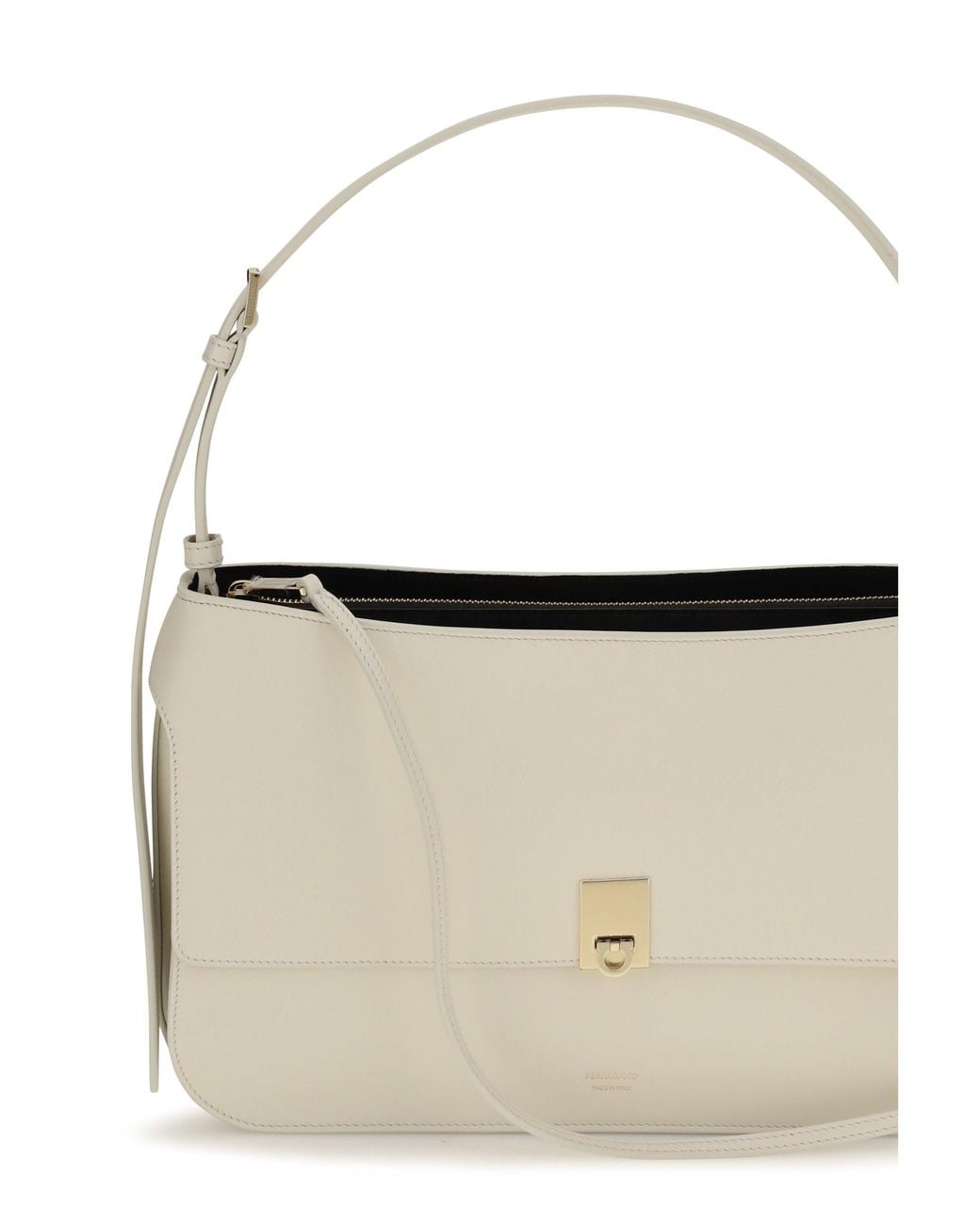 Ferragamo White Cara Small Shoulder Bag Mascarpone