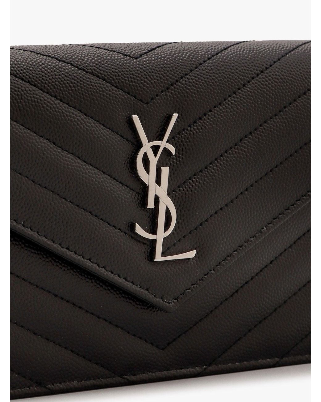 Saint Laurent Black Cassandre Pochette Grain-De-Poudre Leather Crossbody Bag