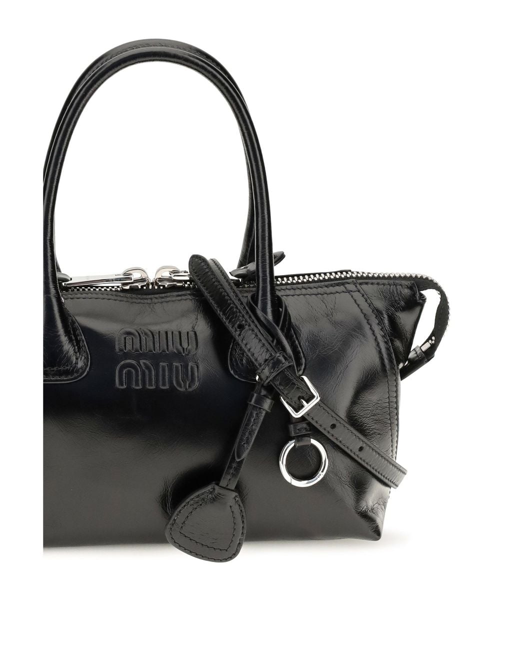 Miu Miu Black Glossy Leather Handbag Nero