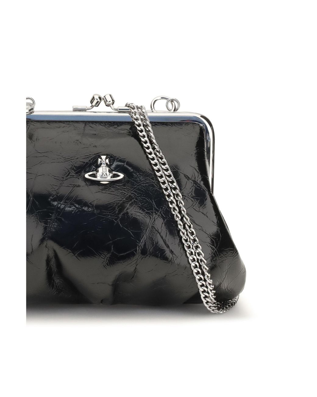 Vivienne Westwood Black Granny Frame Patent Leather Handbag