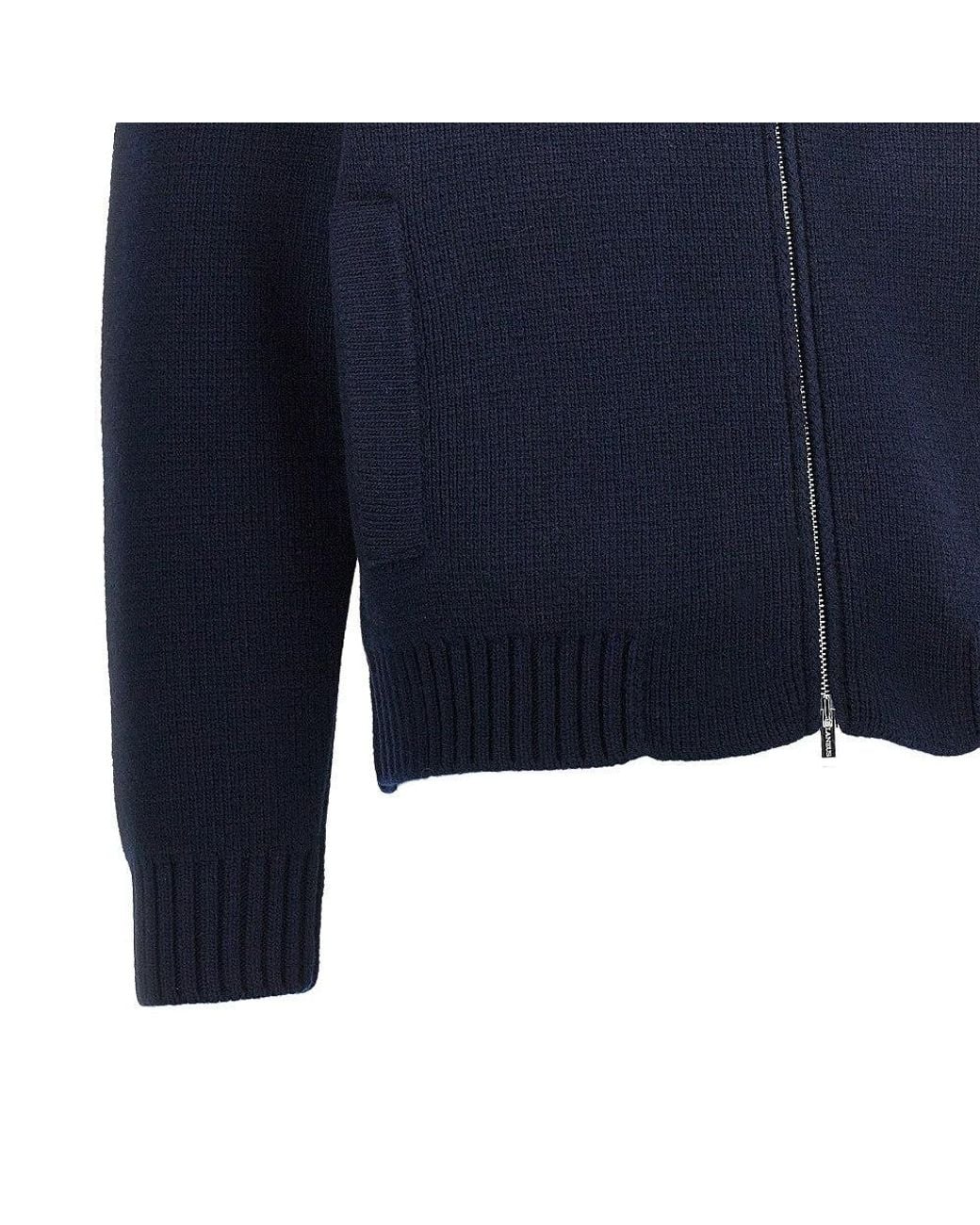 Laneus Blue Wool Knitted Cardigan for men