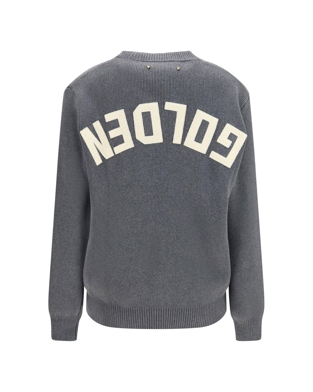 Golden Goose Deluxe Brand Gray Cotton Crewneck Sweater With Back Logo
