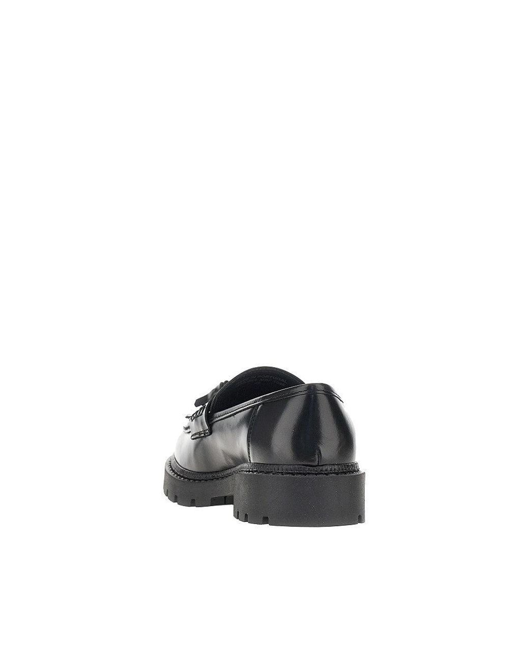 Bianco Black Leather Loafers With Tassels for men