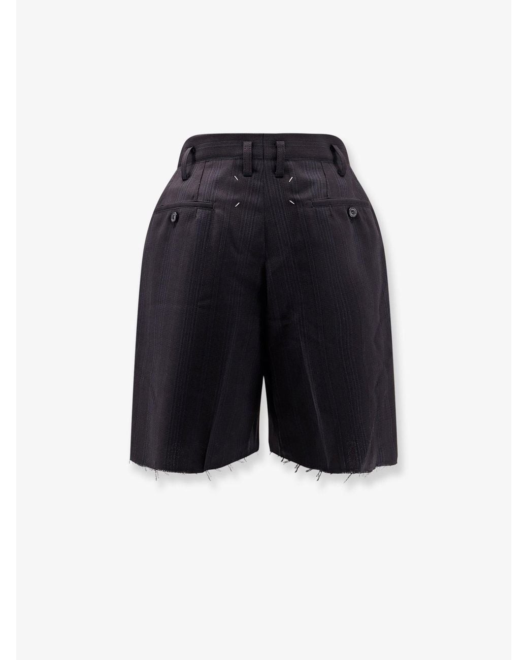 Maison Margiela Blue Striped Virgin Wool Shorts