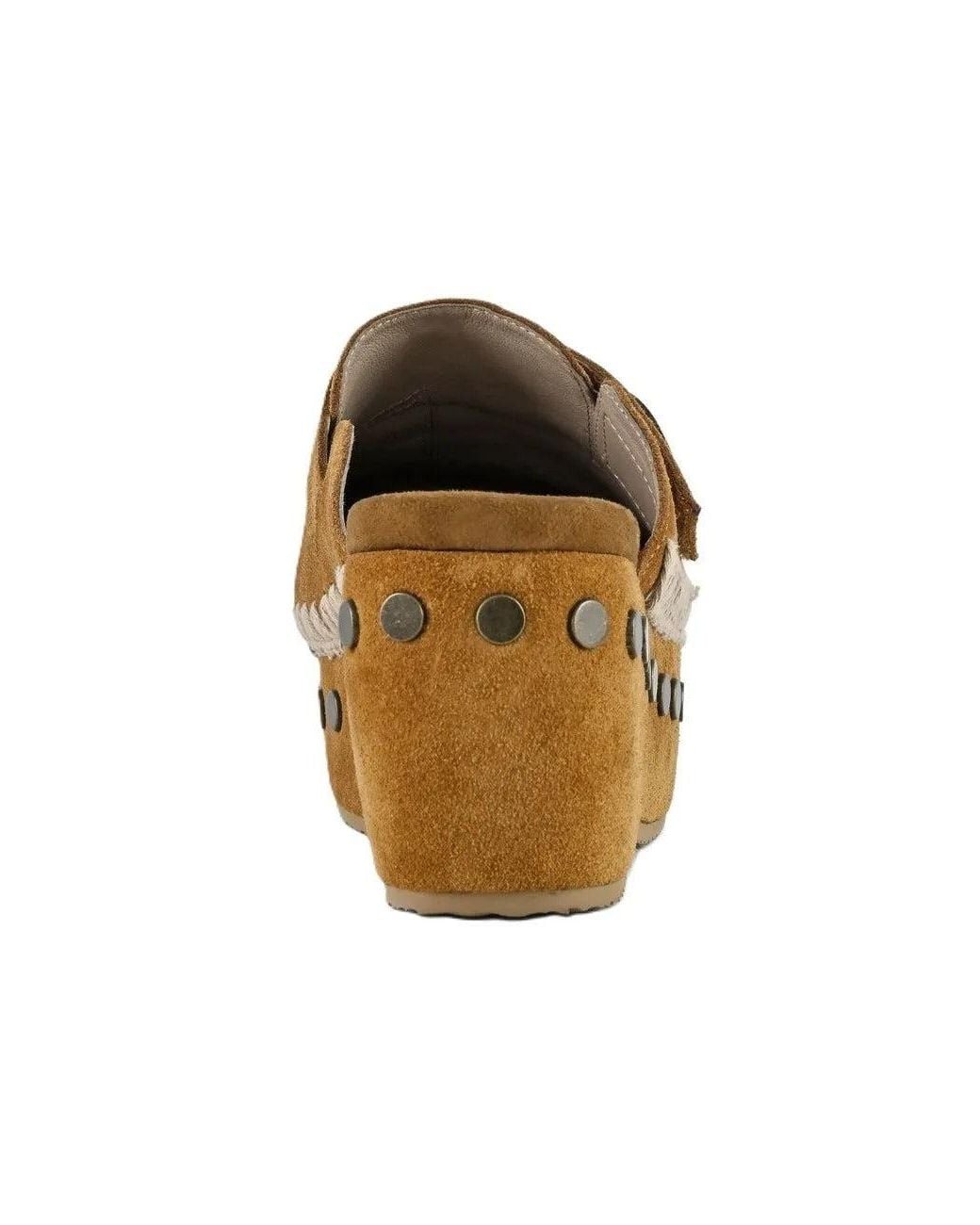 Mou Brown Suede Leather Clog Sandals