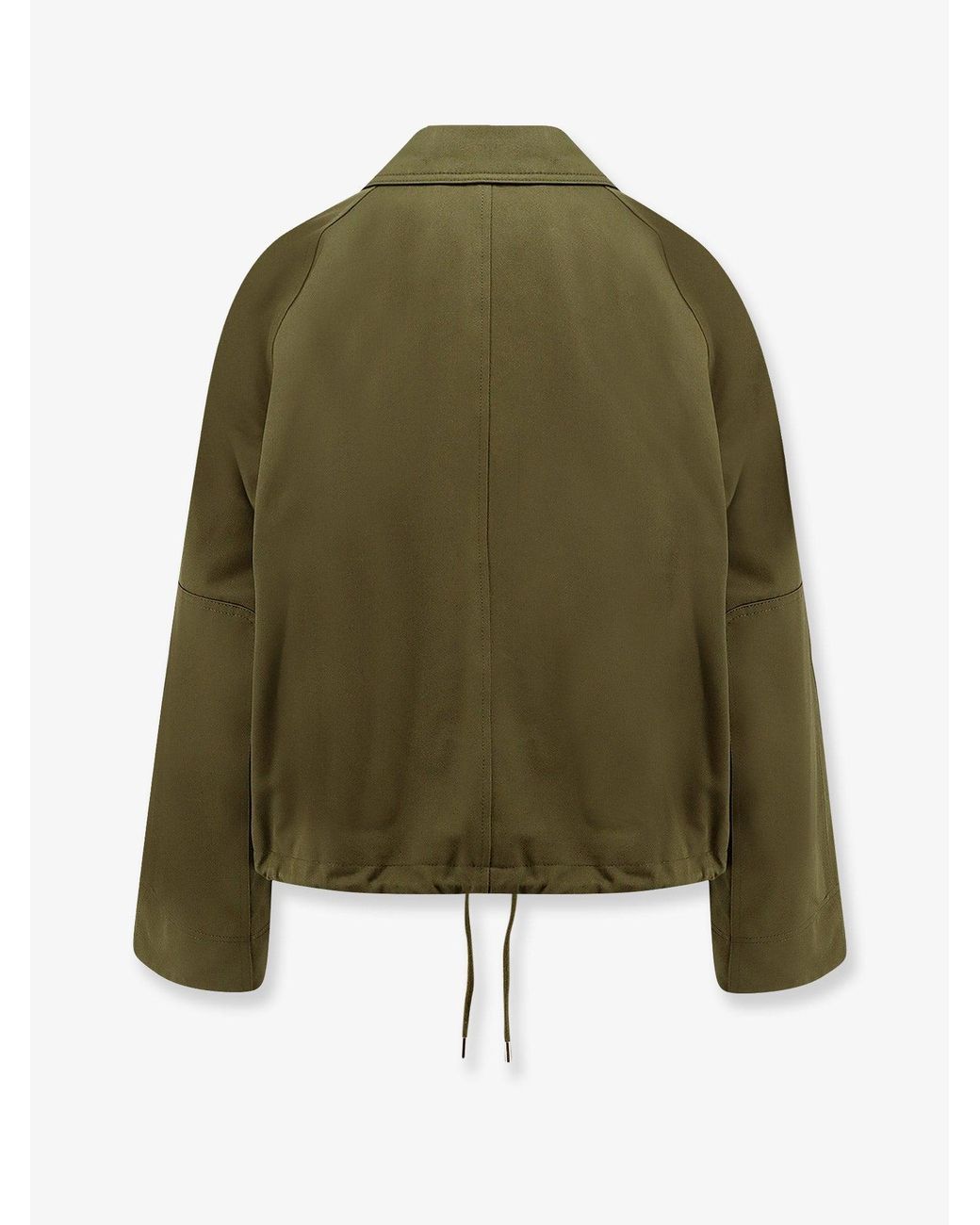 Closed Green Cotton Jacket With Logo Embroidery
