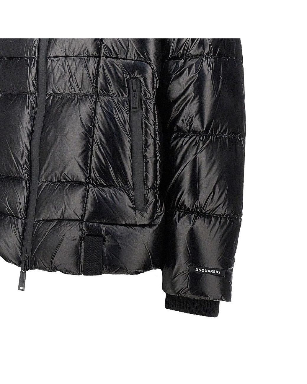 DSquared² Black Quilted And Padded Nylon Downjacket for men