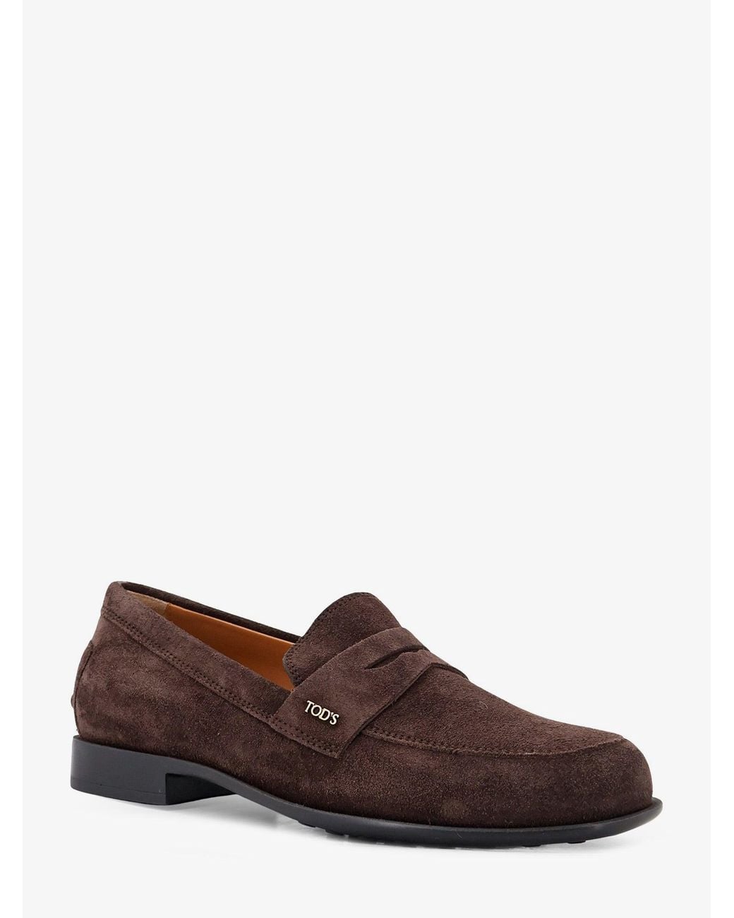 Tod's Brown Suede Loafers With Side Logo