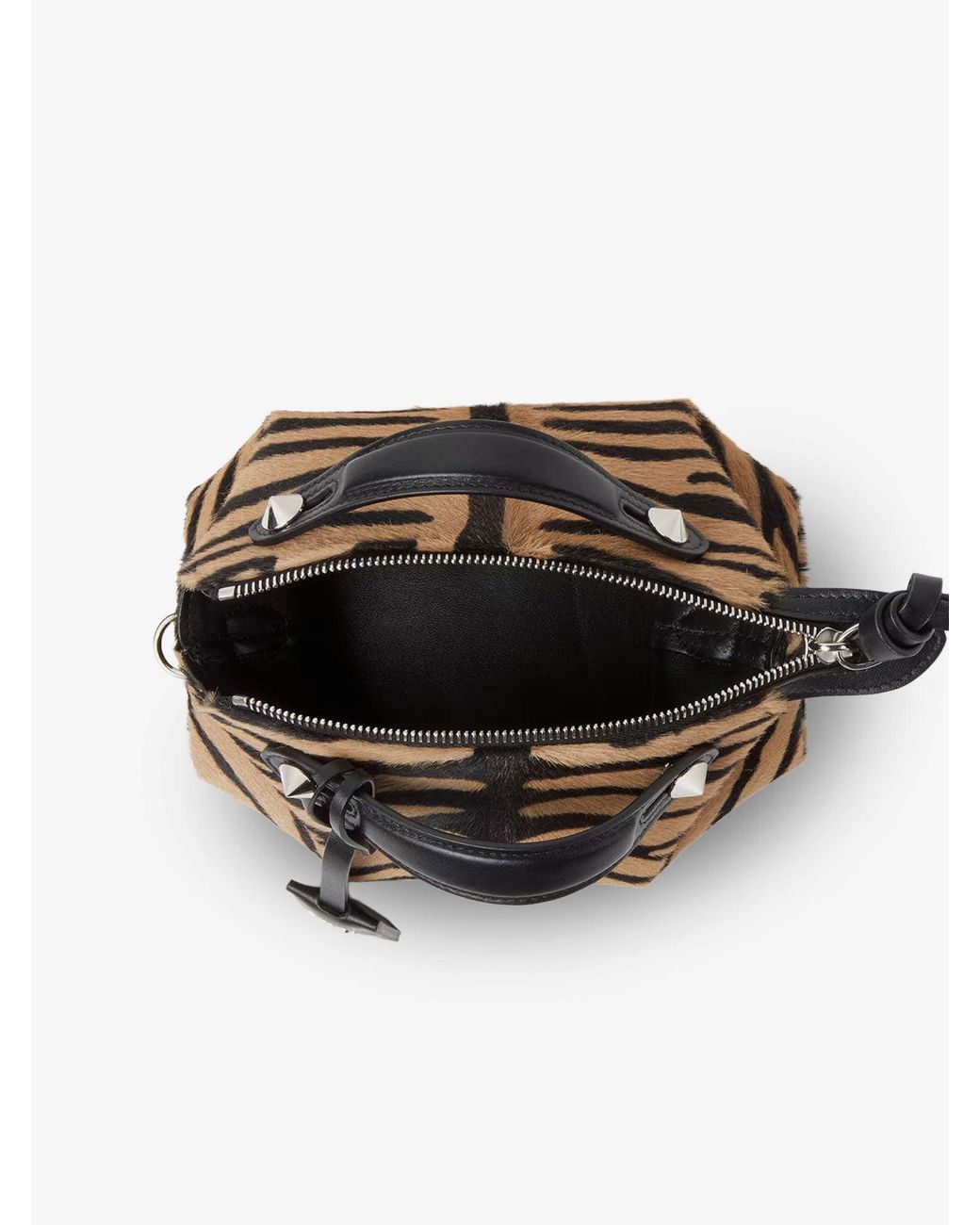 Fendi White Boston Handbag With Tiger Print