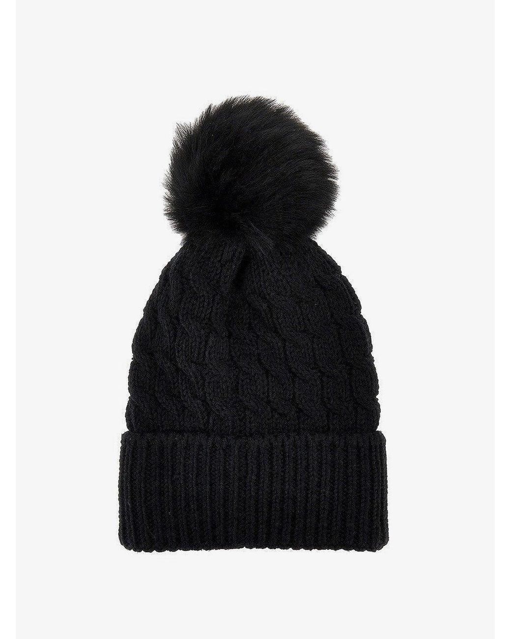 Moncler Black Wool Hat With Pom-Pom