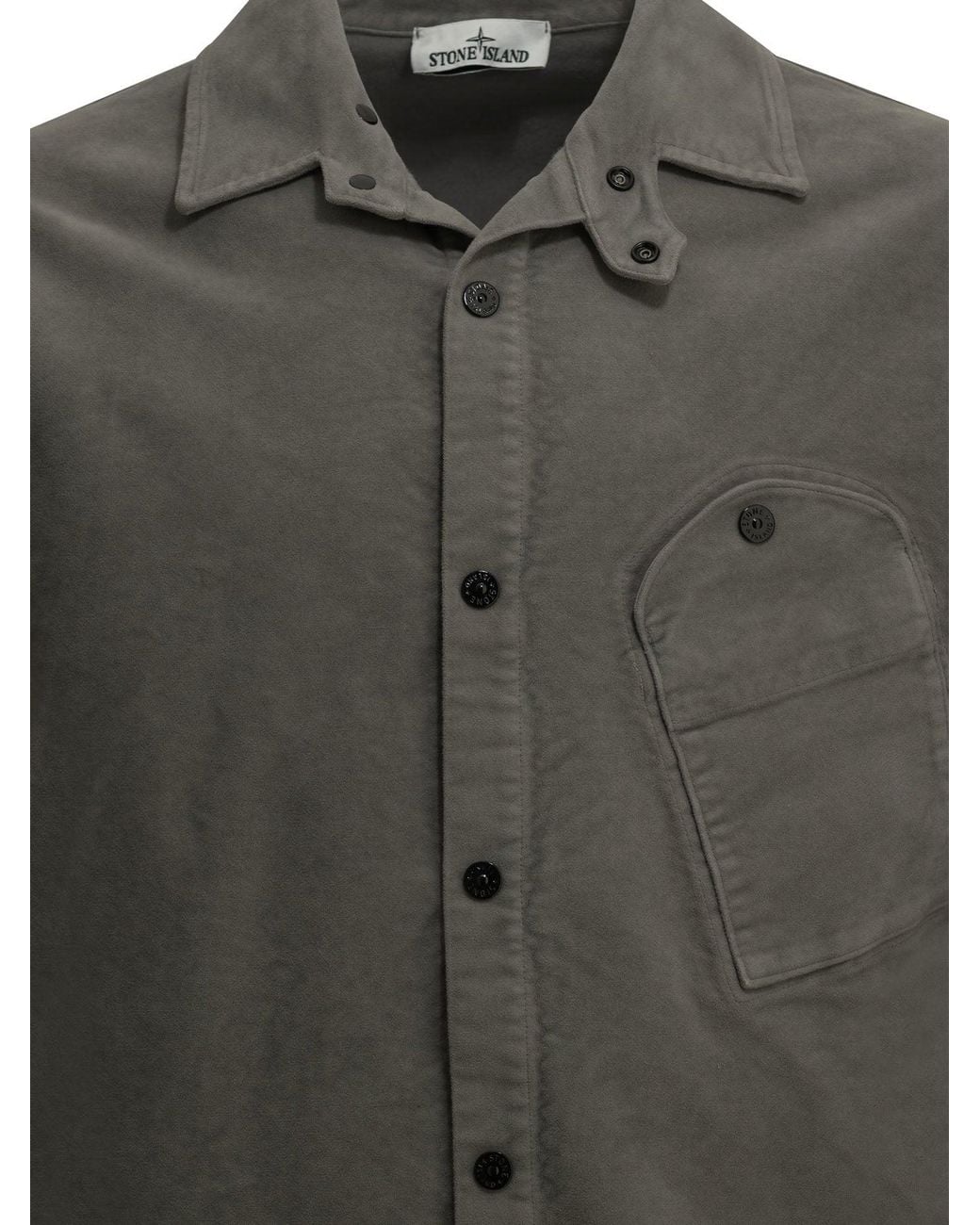Stone Island Gray Moleskin Casual Shirt for men