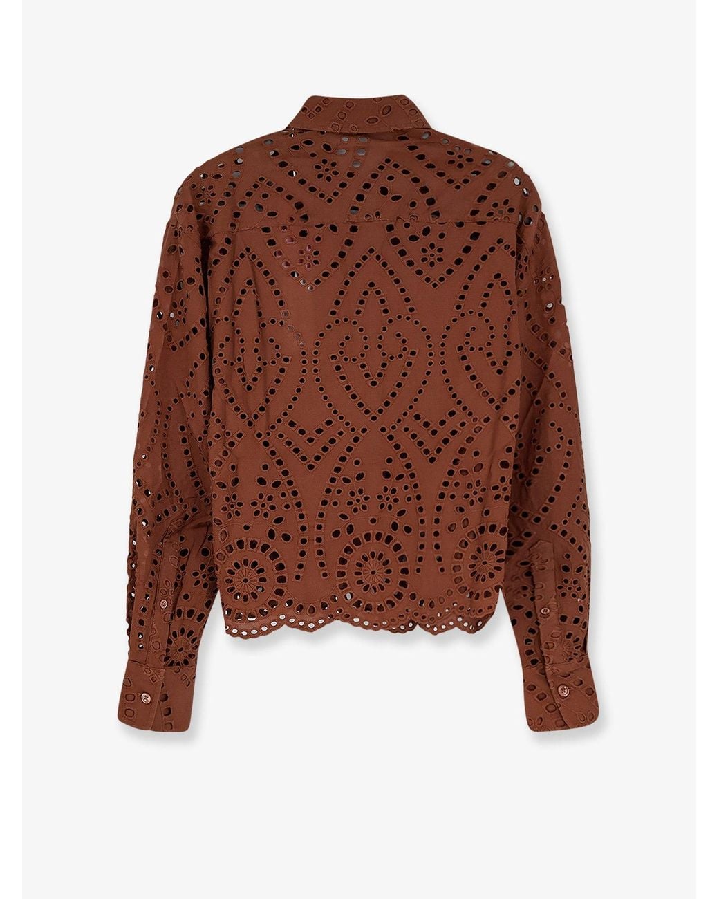 Mc2 Saint Barth Brown Shirt Sangallo Lace