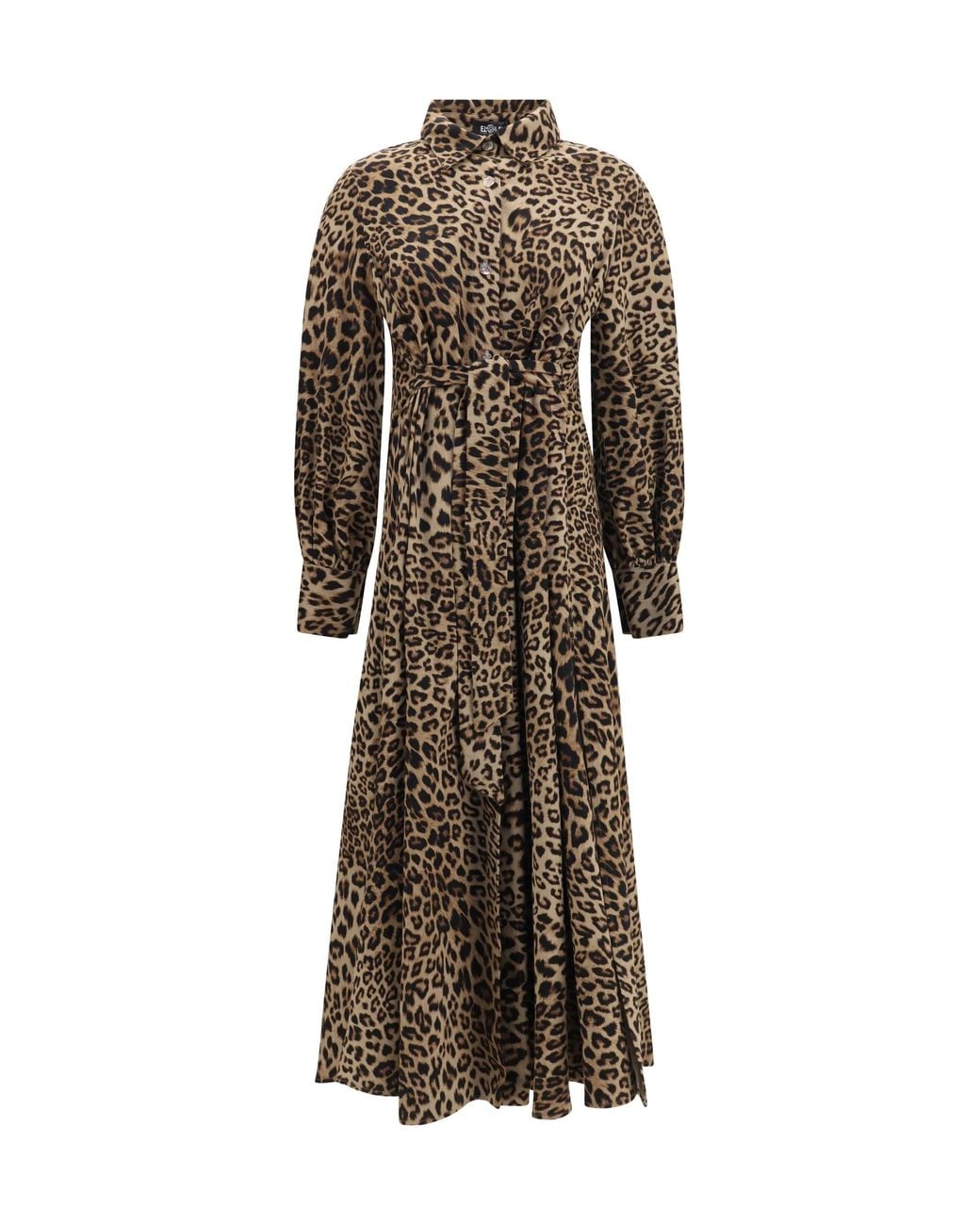 Ella Multicolor Leopard-Print Long-Sleeved Dress