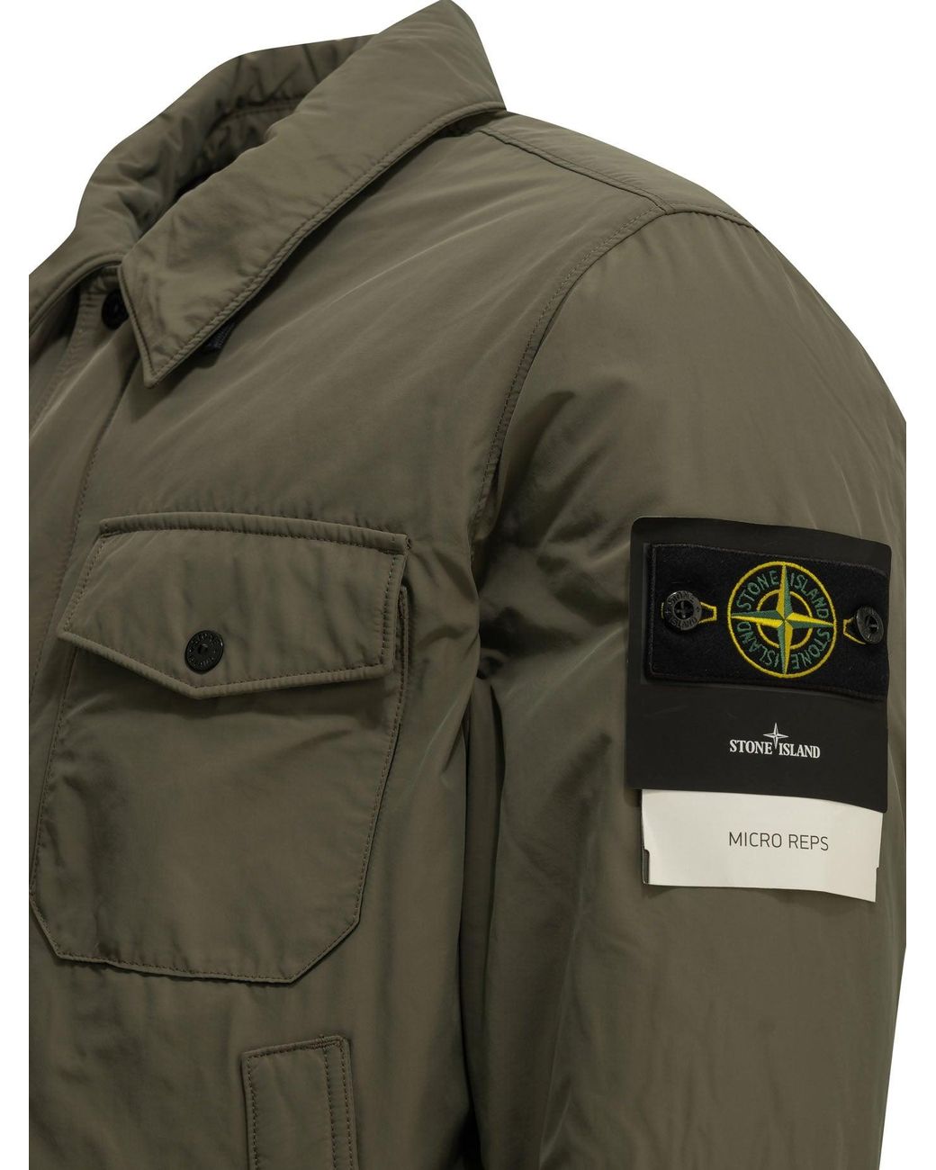 Stone Island Green Short Coat With Logo for men