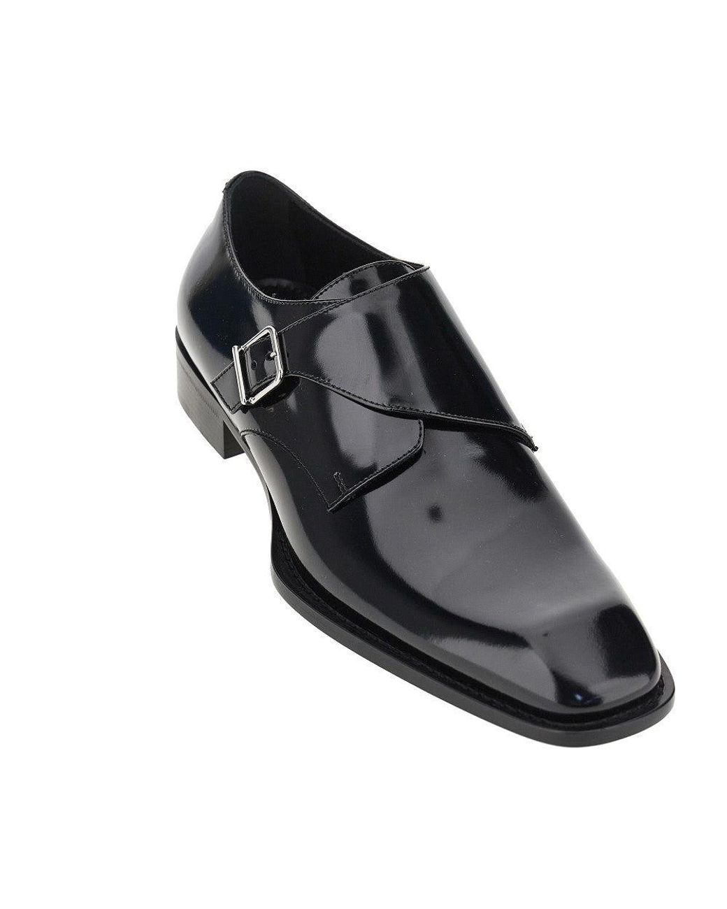 Saint Laurent Black Patent-Leather Monk-Strap Loafers for men
