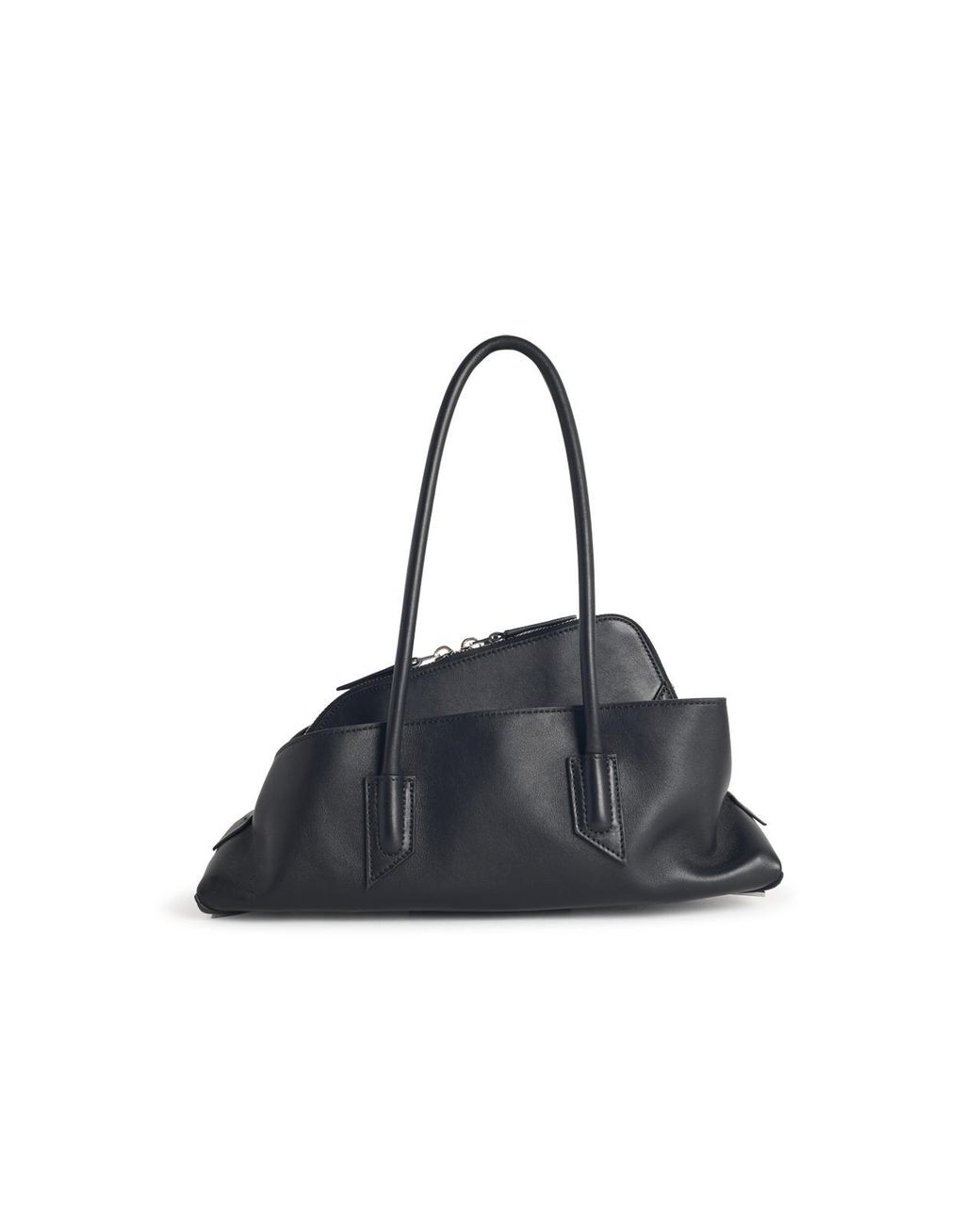 The Attico Black Attico 'La Passeggiata' Small Lear Bag
