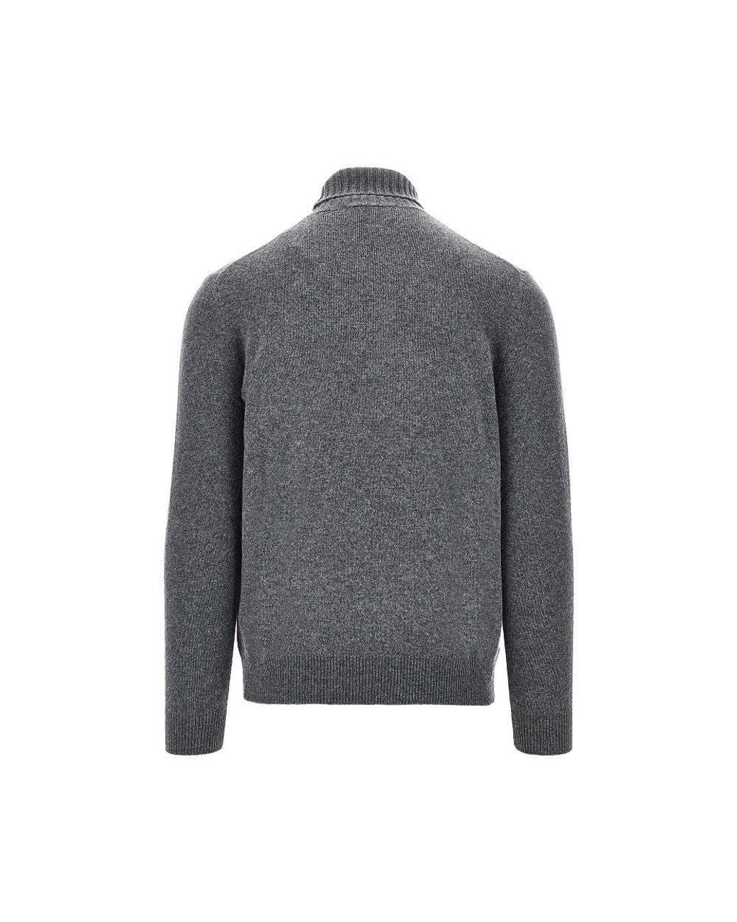 Ballantyne Gray Diamond-Shaped Cashmere Turtleneck Sweater for men
