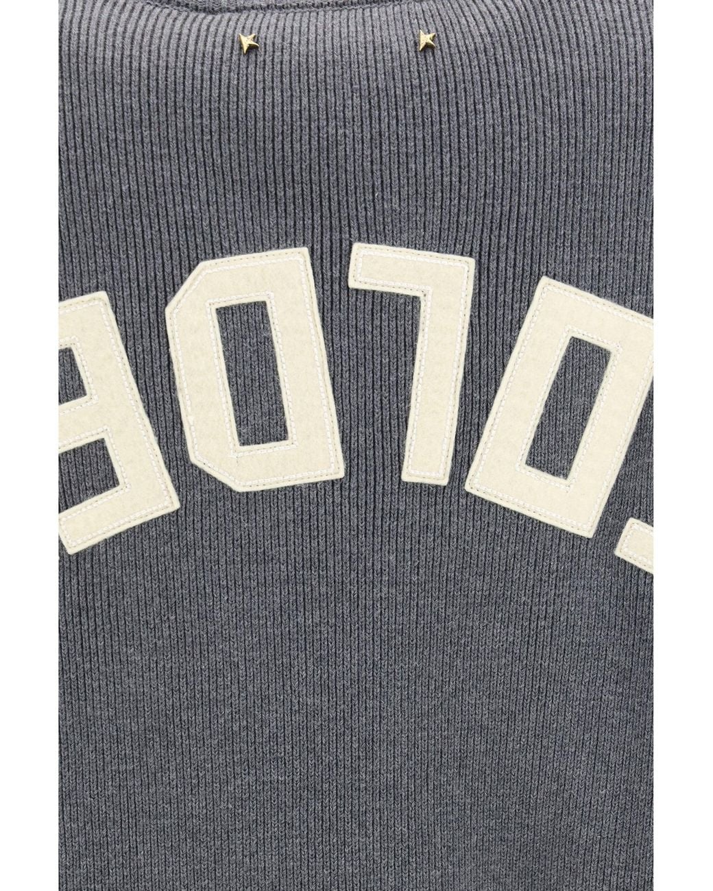 Golden Goose Deluxe Brand Gray Cotton Crewneck Sweater With Back Logo
