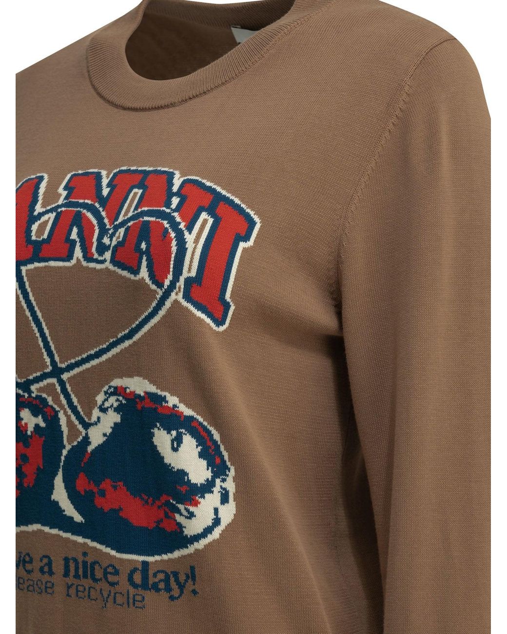 Ganni Brown "Cherry" Crewneck Sweater