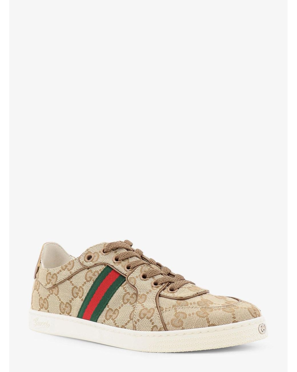 Gucci Natural Stretch Gg Fabric Sneakers With Nastro Web On The Side