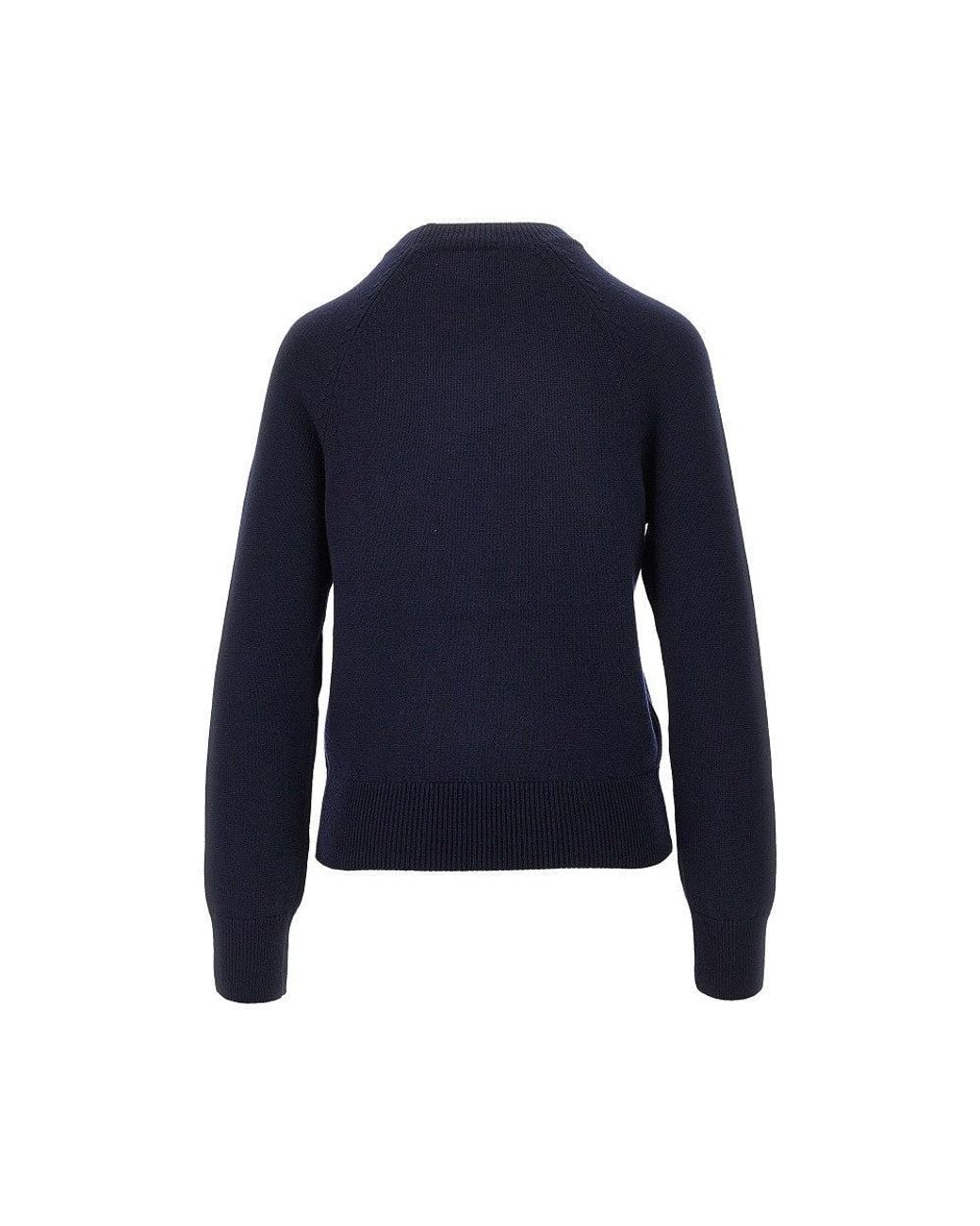 A.P.C. Blue Terry-Stitch Logo Wool Sweater