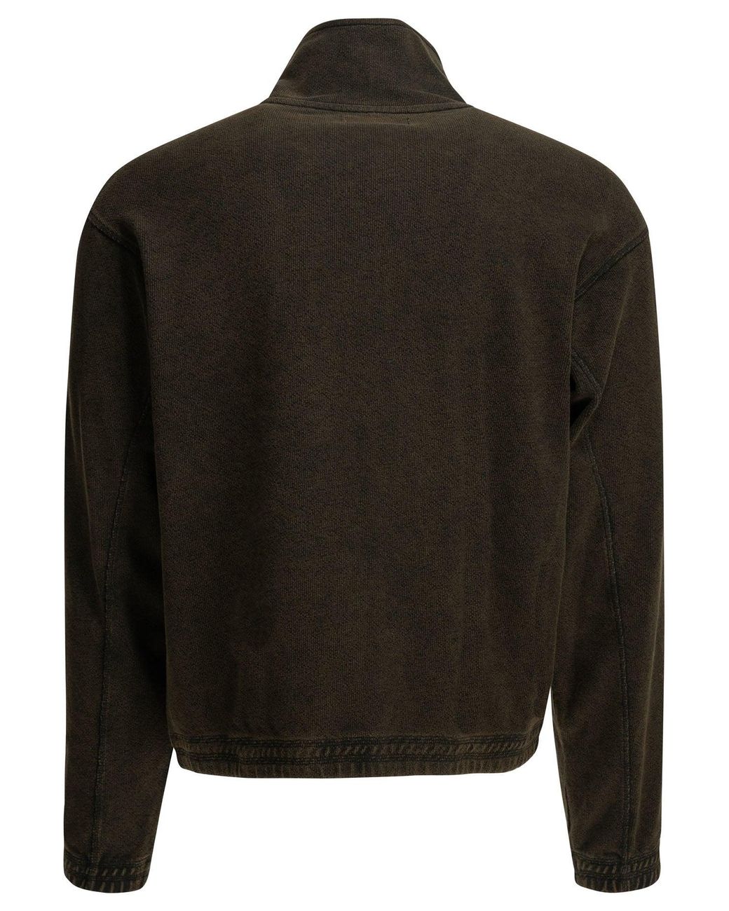 mfpen Black Covet Zippered Organic Cotton Sweater for men