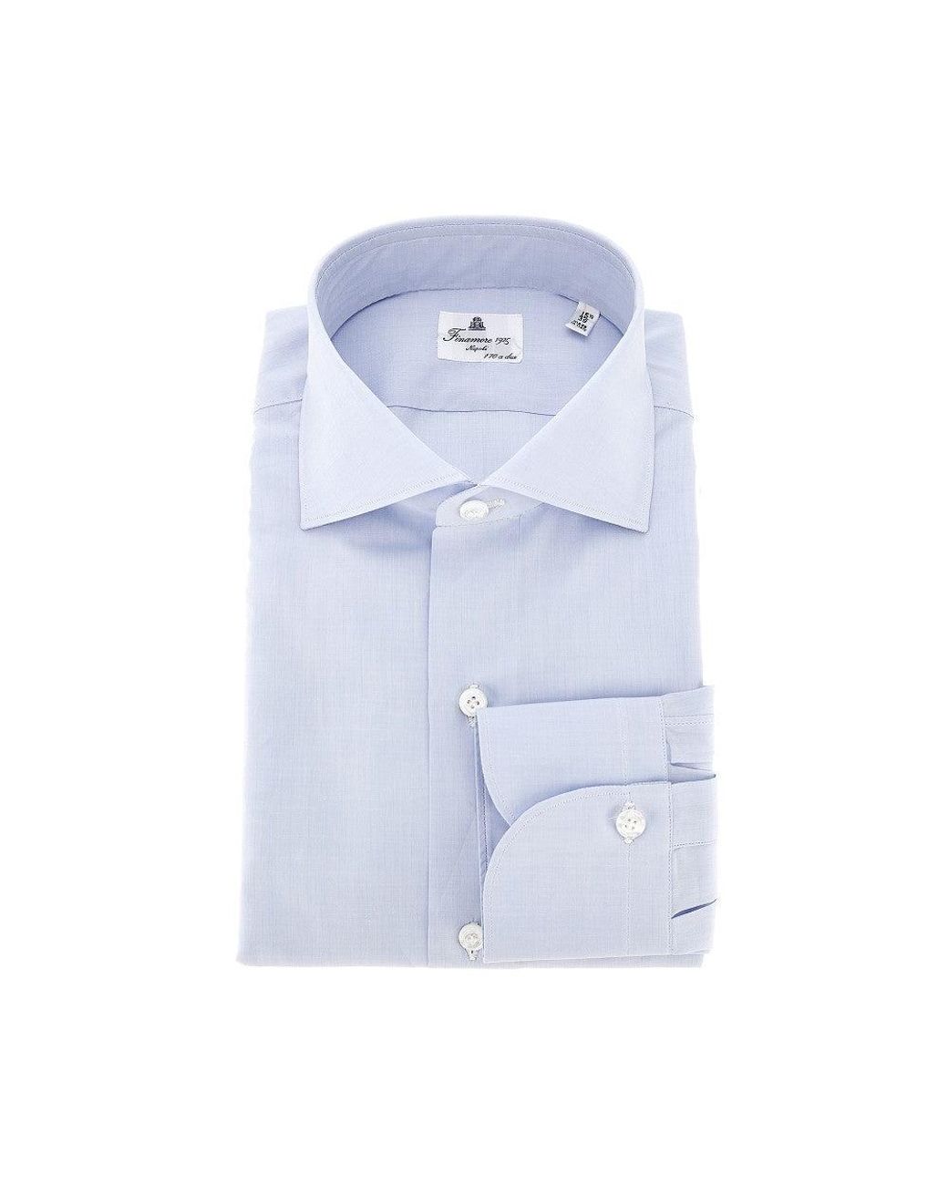 Finamore 1925 Blue 170 Two-Ply Cotton Poplin Shirt for men