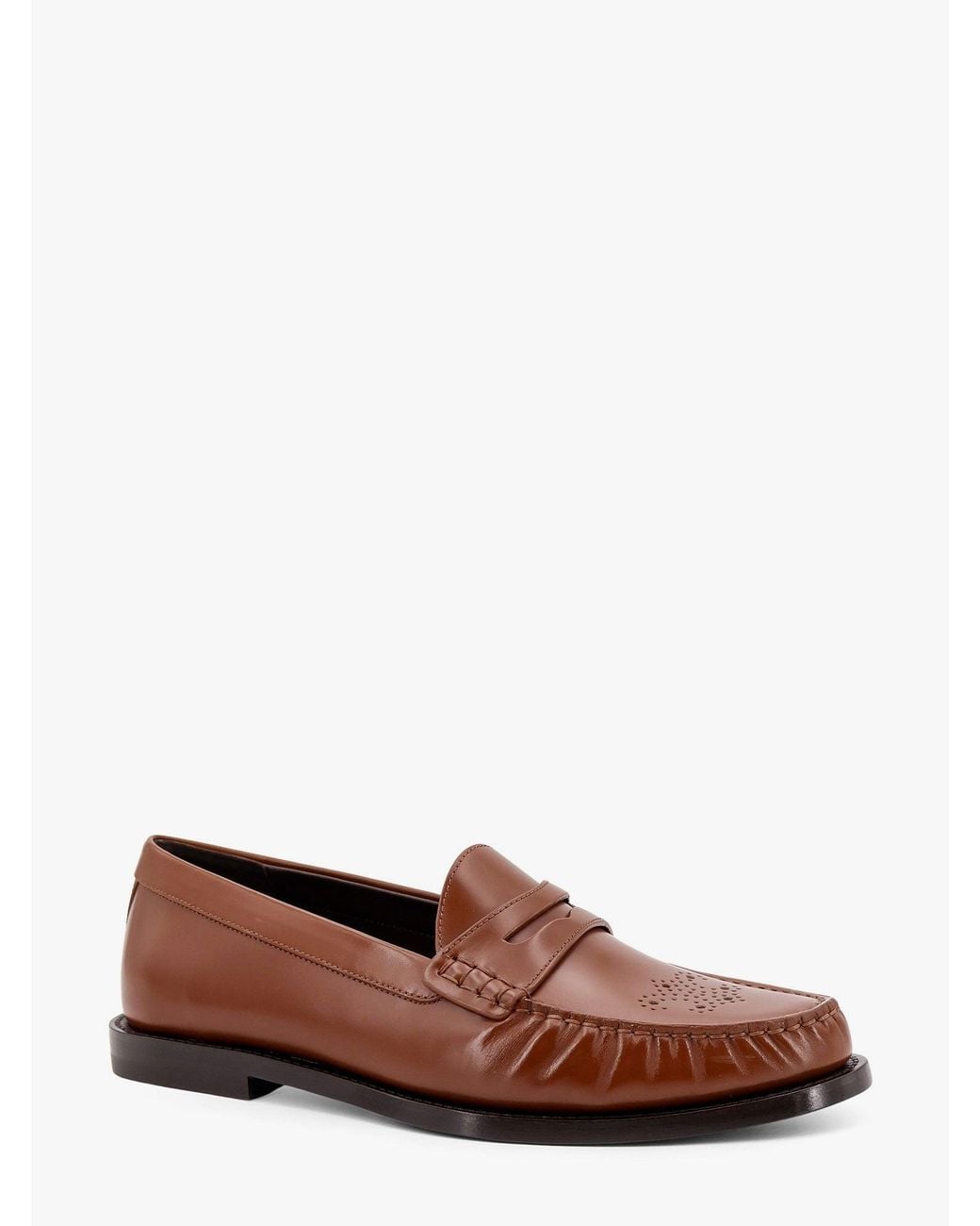 Céline Brown Vivienne Leather Loafer With Perforated Triomphe Logo for men