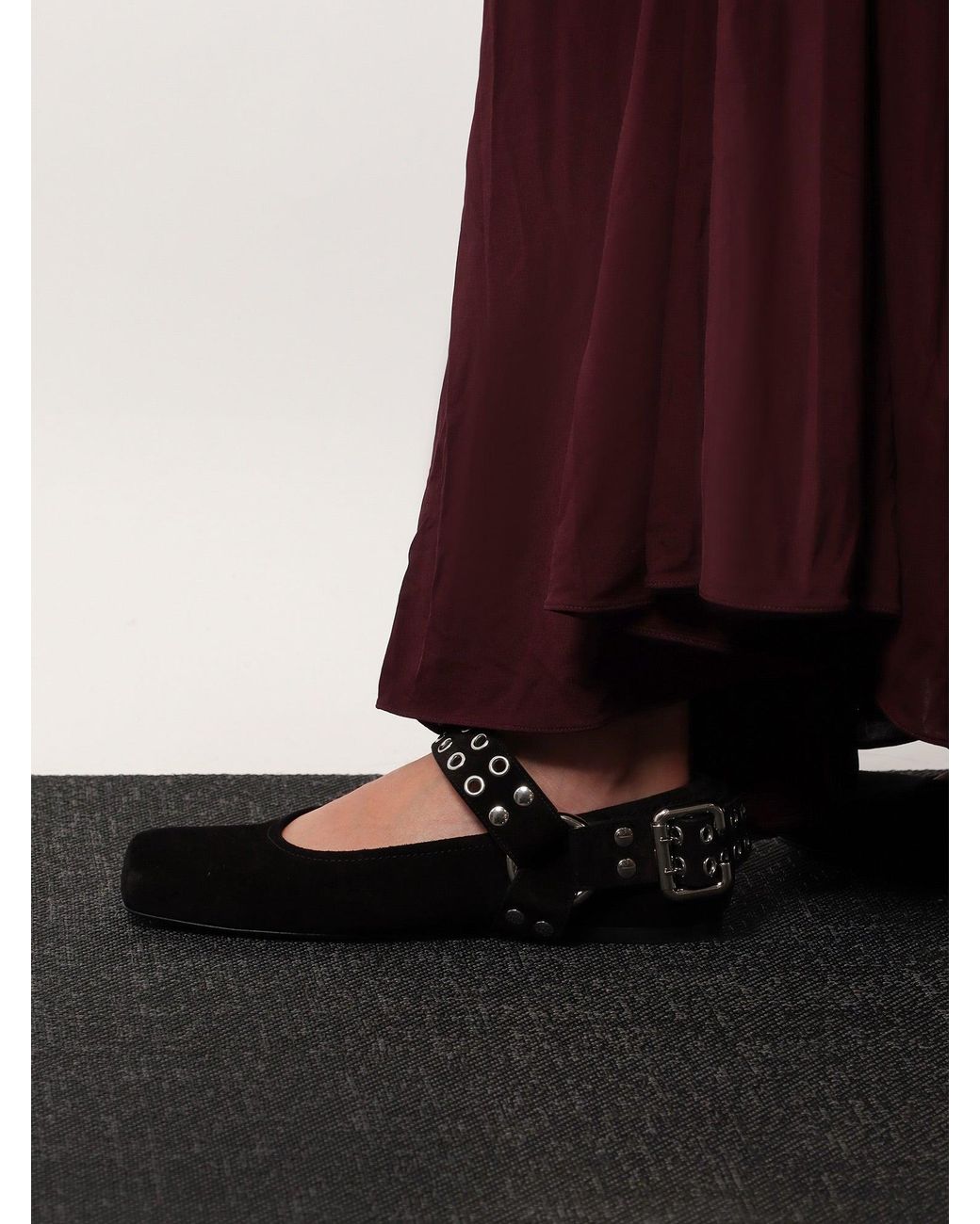 Alaïa White Suede Biker Flat Ballerinas