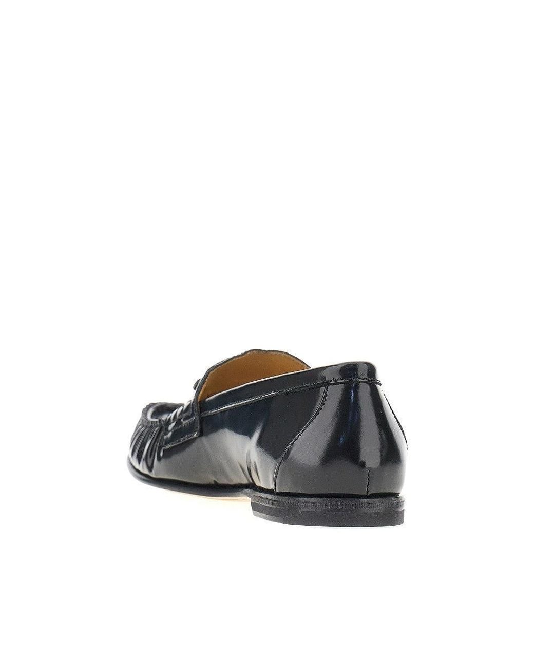 Fendi Blue Scrunch' Leather Loafers 37