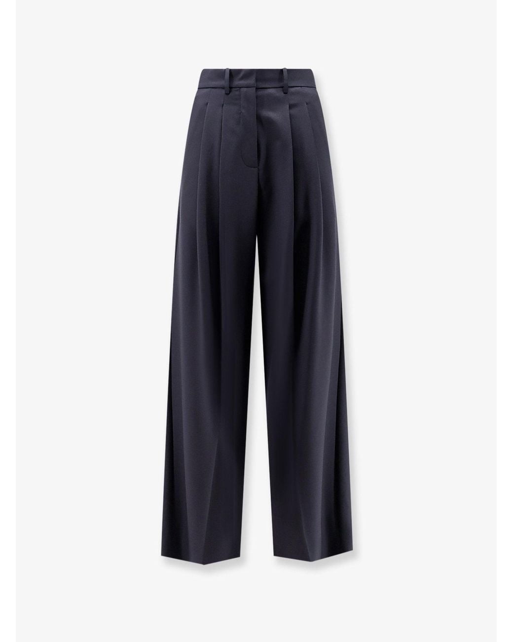 Alysi Blue Wool Blend Trousers With Pinces