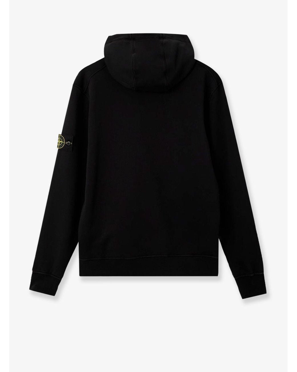 Stone Island Black Cotton Sweatshirt With Side Logo Patch for men