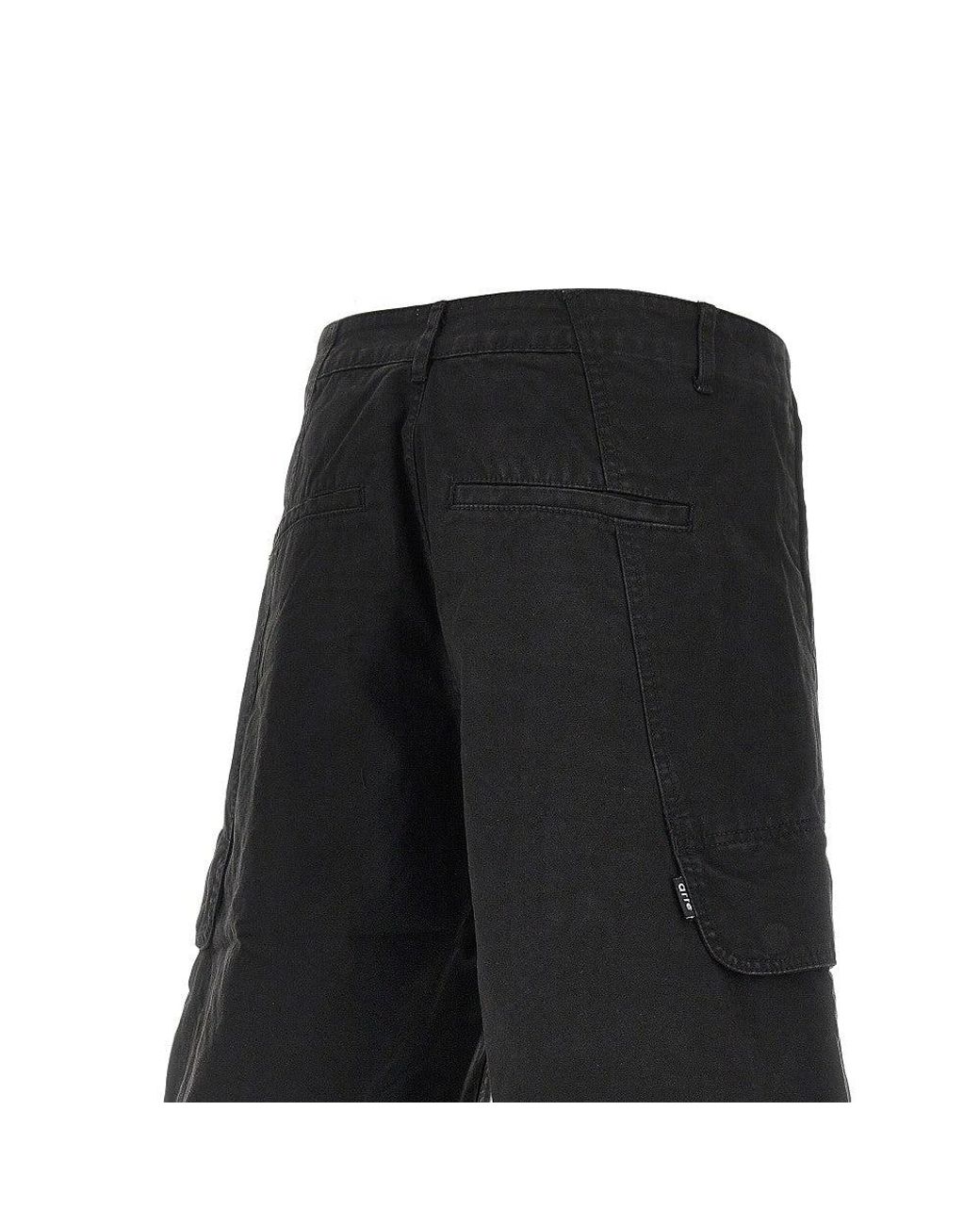 Arte' Black Canvas Cargo Shorts for men